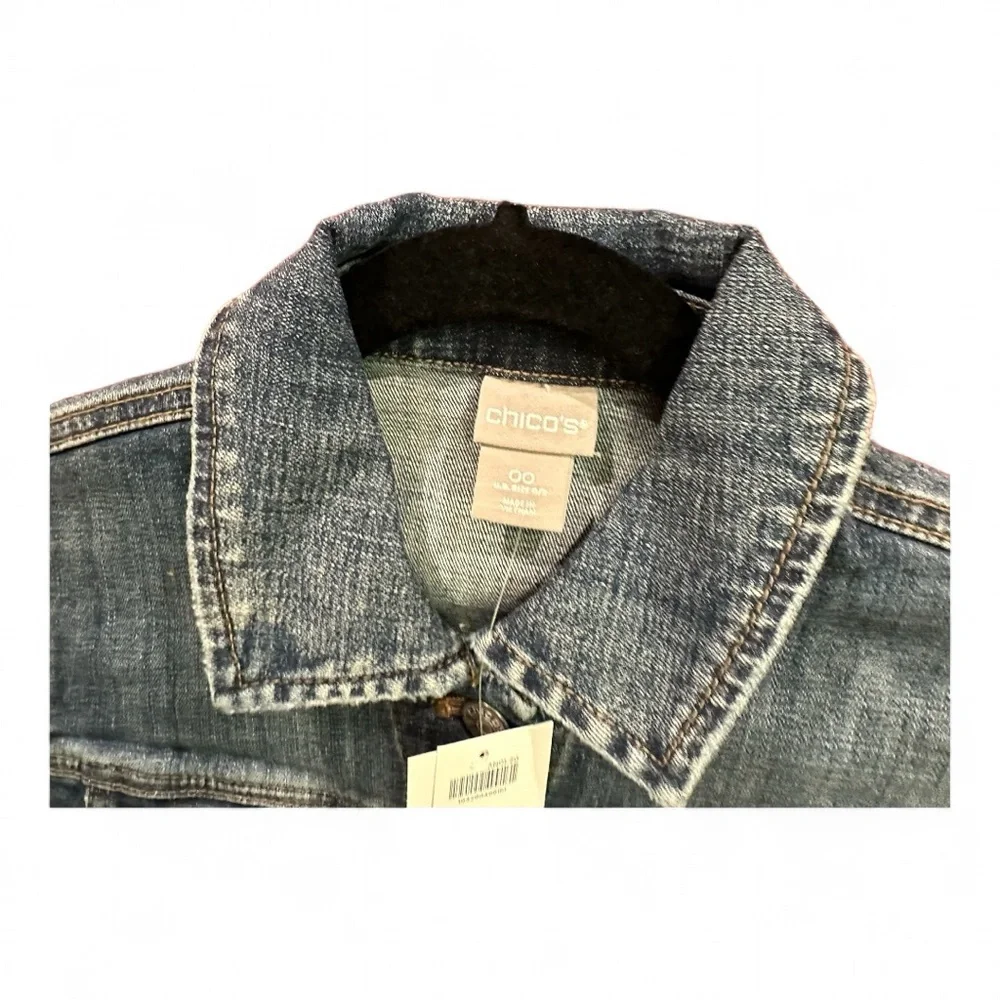 Chico’s Women’s Denim Jacket Indian Ocean Chico’s Size 00 (XS) NWT - Picture 2 of 4